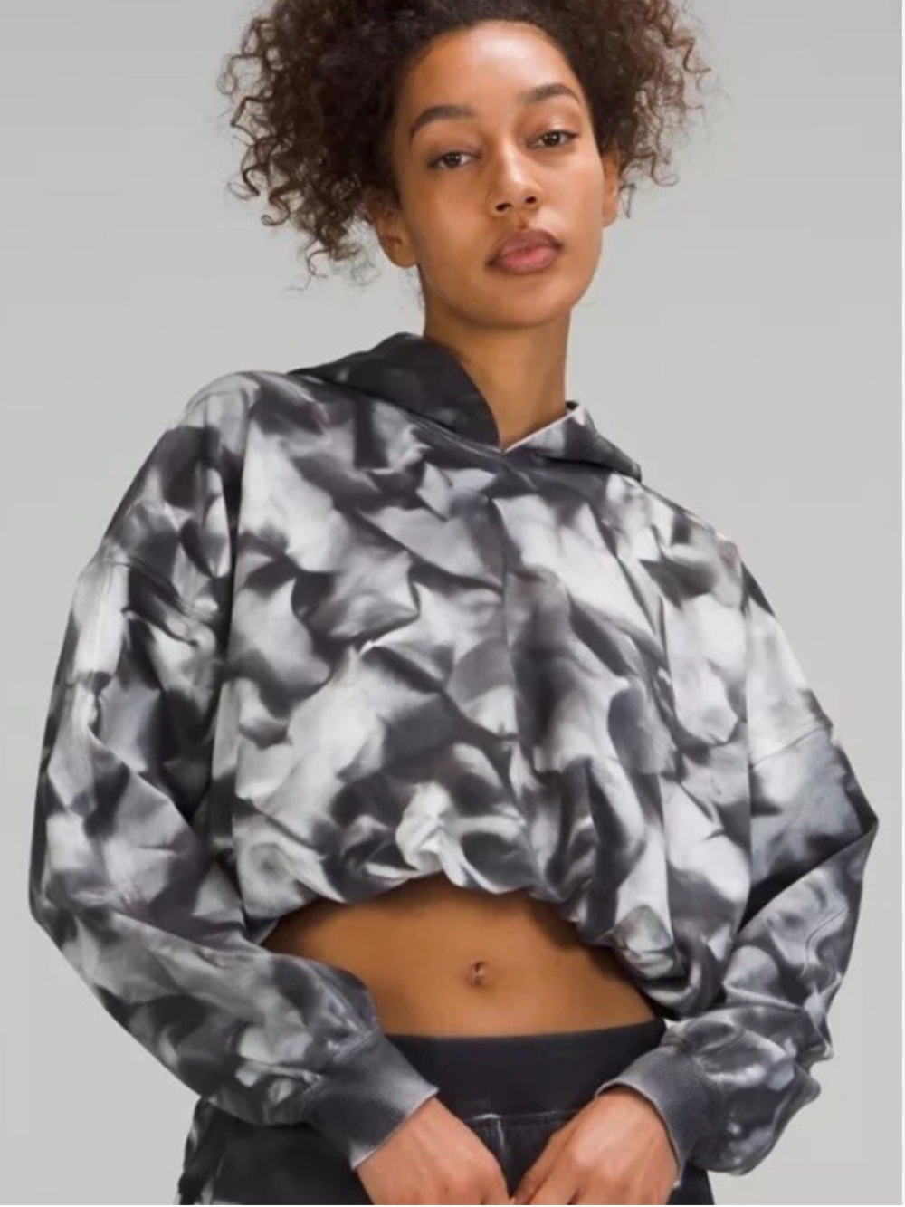 Lululemon LA All Yours Bubble Hem Hoodie 6 Gray Tie Dye Cropped